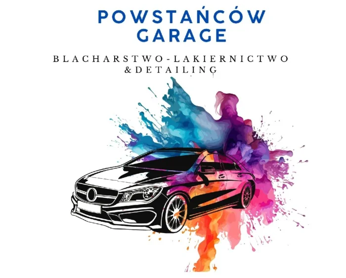 Logo Powstańców Garage — blacharstwo, lakiernictwo, detailing